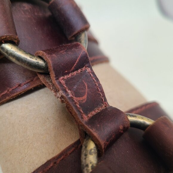Vtg 90's Y2K Wild Pair Lug O Ring Brown Leather Sandals - Picture 11 of 16